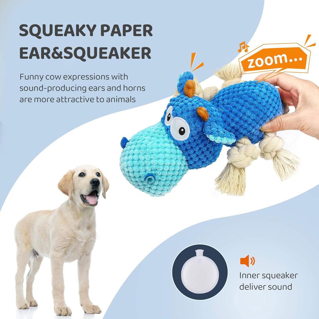 1pc Dog Plush Toy for Chewers, Dog Squeaky Toys,Stuffed Animals Toys with Cotton Material and Crinkle Paper,Durable Chewing Toys