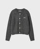 Fallett Story Logo Boucle Knit Cardigan Gray