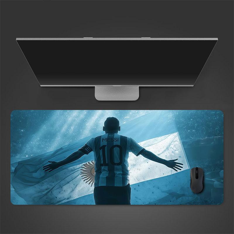 Lionel Messi Mauspads, Große Gaming-Schreibtischmatte, Rutschfestes XXL-Mauspad für Laptop & Tablet, Mini-PC-Spielmatte mit Genähten Kanten 30cmx60cm(11.8x23.6inch) gray
