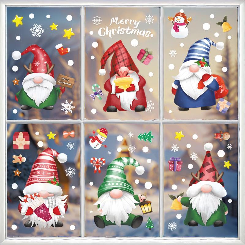 Santa Claus Holiday Decoration Scene Arrangement, Electrostatic Glass Door, Window Flower, Atmosphere Activity Stickers