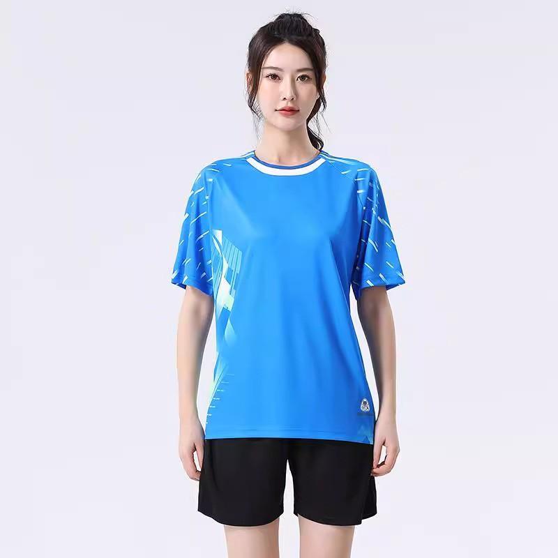 Quick-Dry Badminton Shirt Set Men Women Sportswear With Double Pockets Breathable Athletic Top