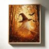 Large Halloween Witch Ghost Prints and Posters Autumn Forest Wall Arts Horror Rustic Charm Canvas Posters Wall Decor, No Frame