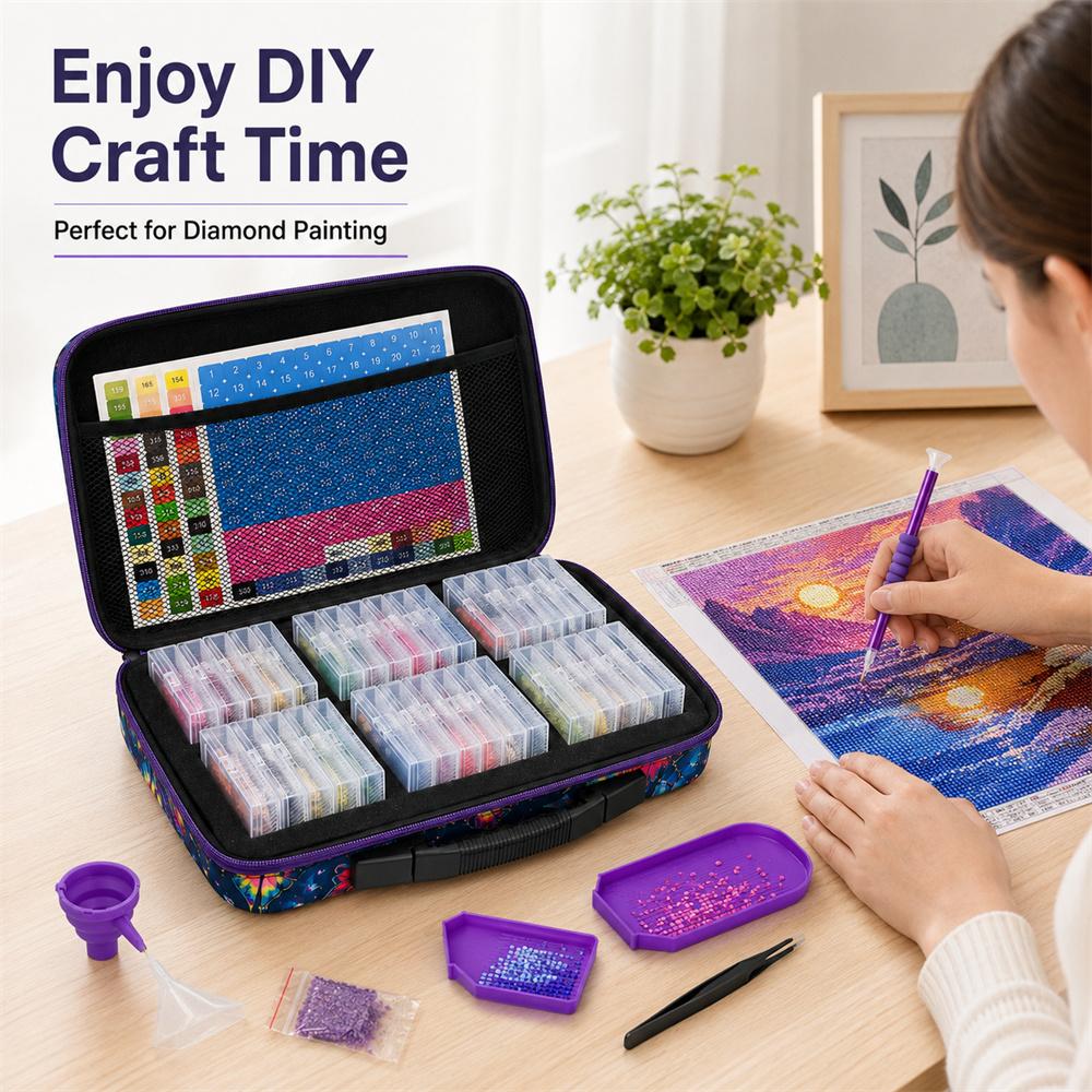 Diamond Painting Storage Kit Portable Bead Organizer Case with Containers Pens Trays Tweezers Wax and Accessories for DIY Crafts
