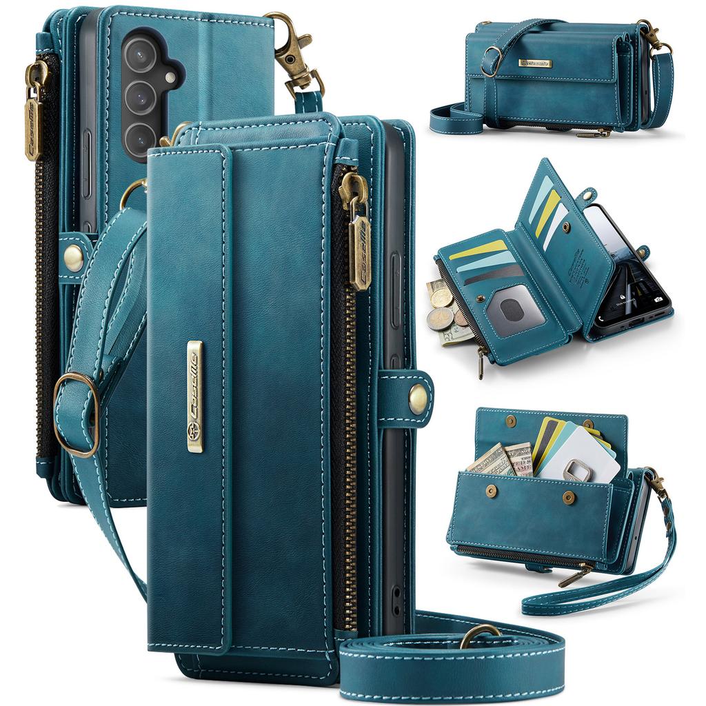 For Samsung Galaxy A54 5G Case CASEME C39 RFID Blocking Zipper Wallet Stand Leather Cover with Strap