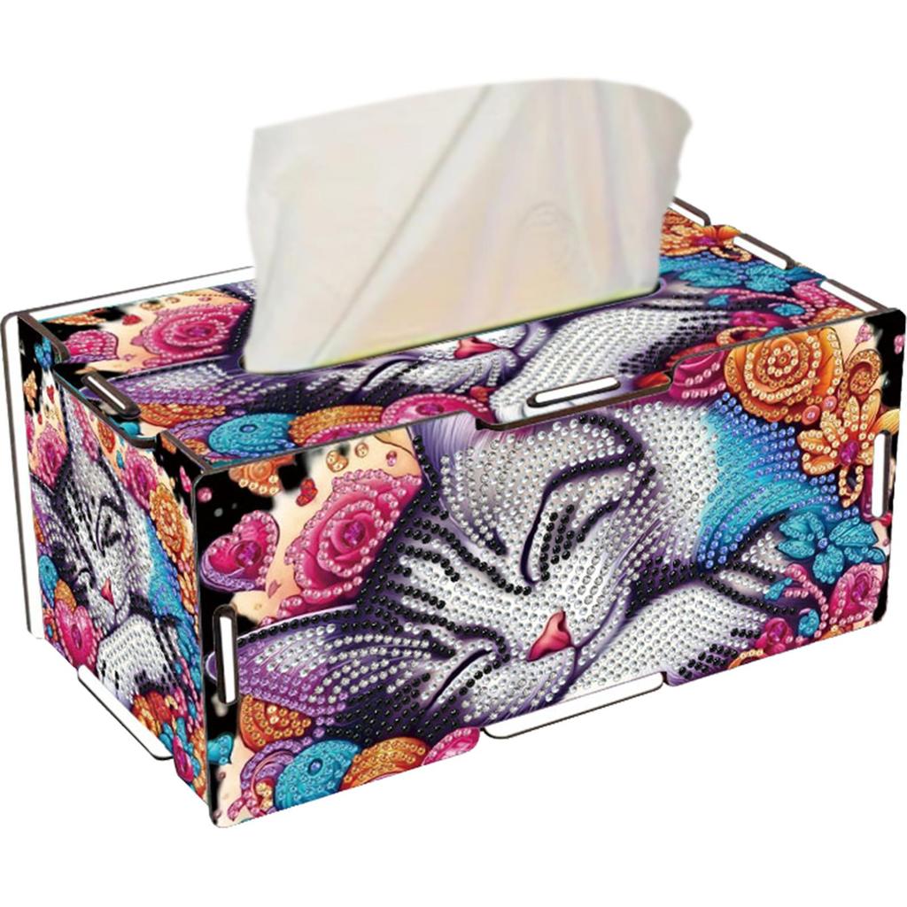 Wooden 5D Diamond Painting Tissue Holder Wooden Diamond Painting Tissue Box 5D DIY Diamond Handmade Tissue Holder for Home Decor