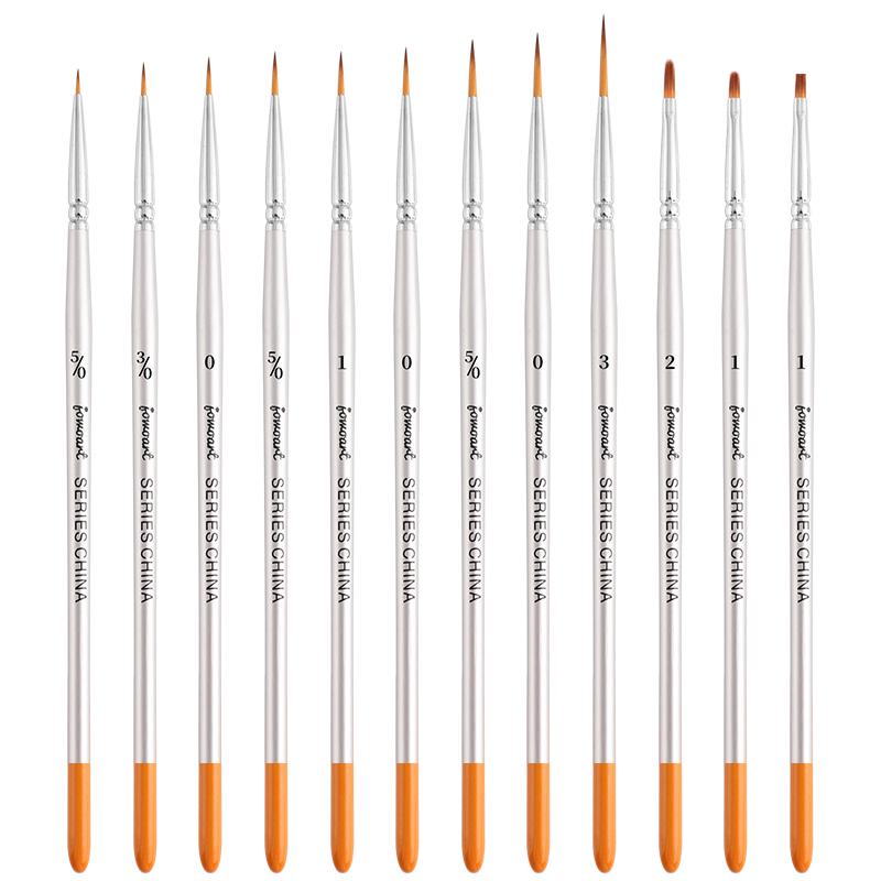 12models Very Fine Imported Nylon Long Tail Line Brush Cartoon Art Line Outline Detail Pen Digital Birch Watercolor Painting Pen