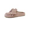 Retro Women's Slippers Bow Flat Sole Round Toe Cow Suede Women's Mules Dress Leisure Comfortable Inner Roman Zapatillas De Mujer