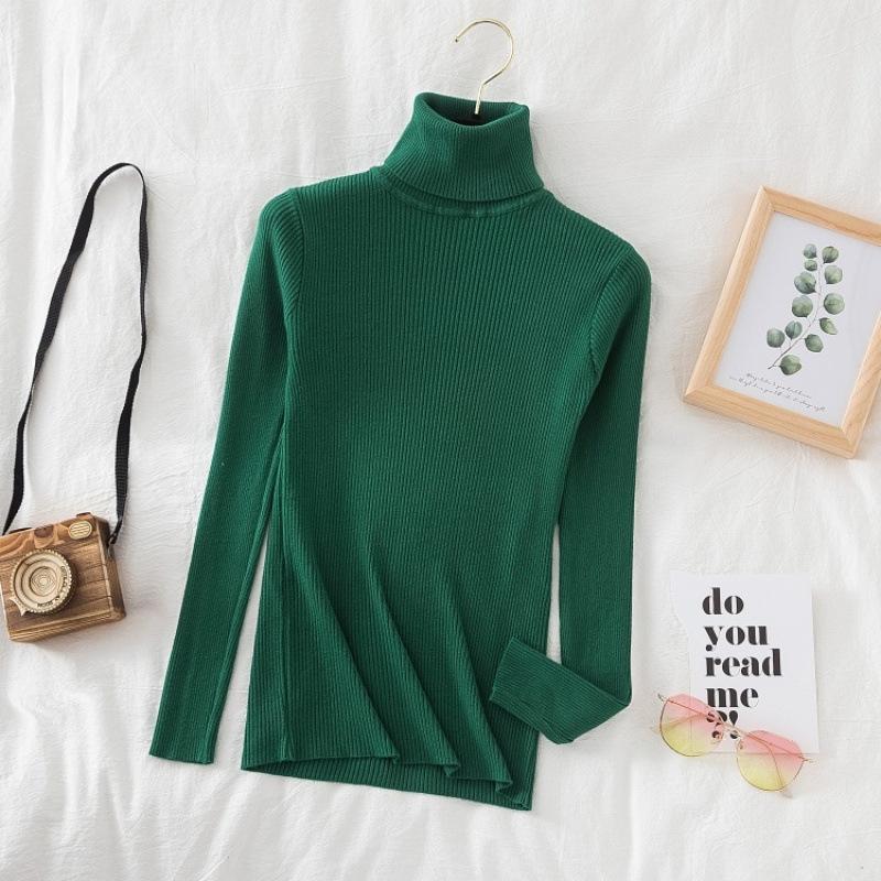 Women Fall Turtleneck Sweater Knitted Soft Pullovers  Basic Soft Sweaters