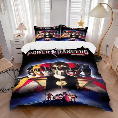 3pcs Mighty Morphin Power Rangers Quilt Set - Soft and Comfortable Bedroom, Guest Room and Dorm Decor Bedding Set 1 Quilt Cover + 2 Pillowca