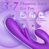 Dildo Rabbit Sex Toys G Spot Vibrator Massager for Women Clitoral Nipple Stimulation, 3 In 1 Sex Toys with 14 Vibration 7 Tongue Licking Flapping
