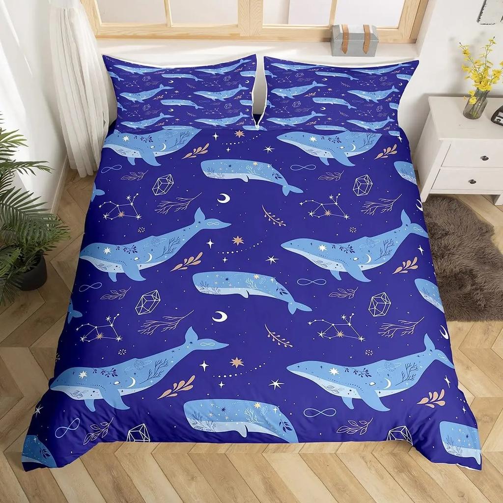 Comforter Nautical Sailing Whale Bedding Set 2-3Pcs Bedroom Set Single Double Size For Adult Boy Girl