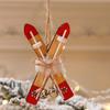 Home Party Decor Ornaments Xmas Christmas Decoration Wooden Sled Wooden Skiing Christmas Pendants