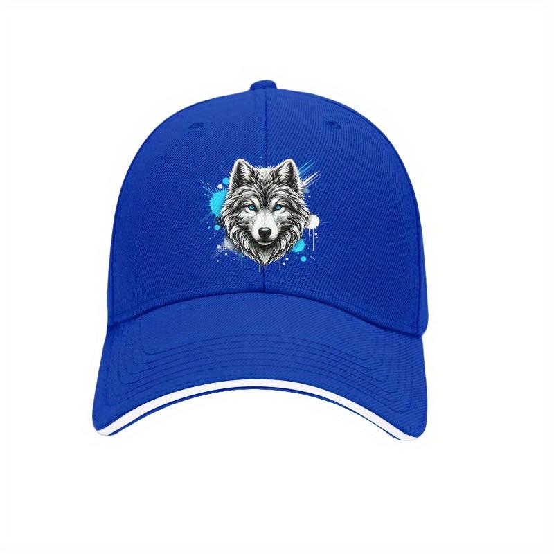 Wolf Graphic Print Baseball Cap Cotton Adjustable Casual Outdoor Sun Protection Dad Hat Unisex