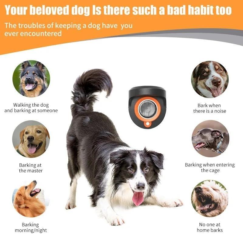 Waterproof Ultrasonic Anti Bark Device Rechargeable 25FT Range Portable Dog Trainer with LED Light Night Walking Aid