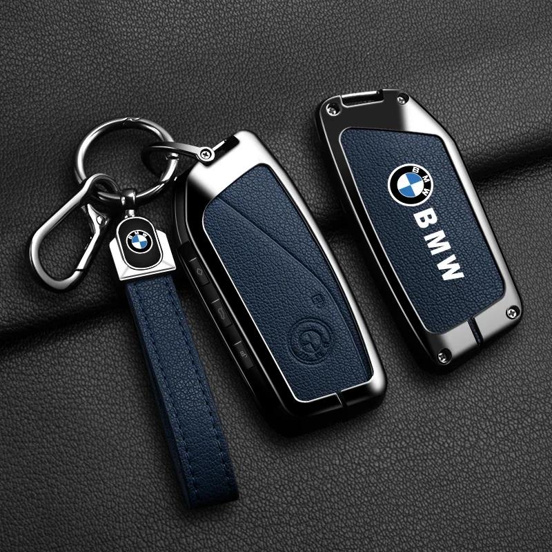 Car Sticker Hot 2025 Zinc Alloy Leather Car Remote Key Case Cover for BMW X1 U11 X7 G07 XM G09 i7 7 Series G70 LCI iX I20 U06 G8