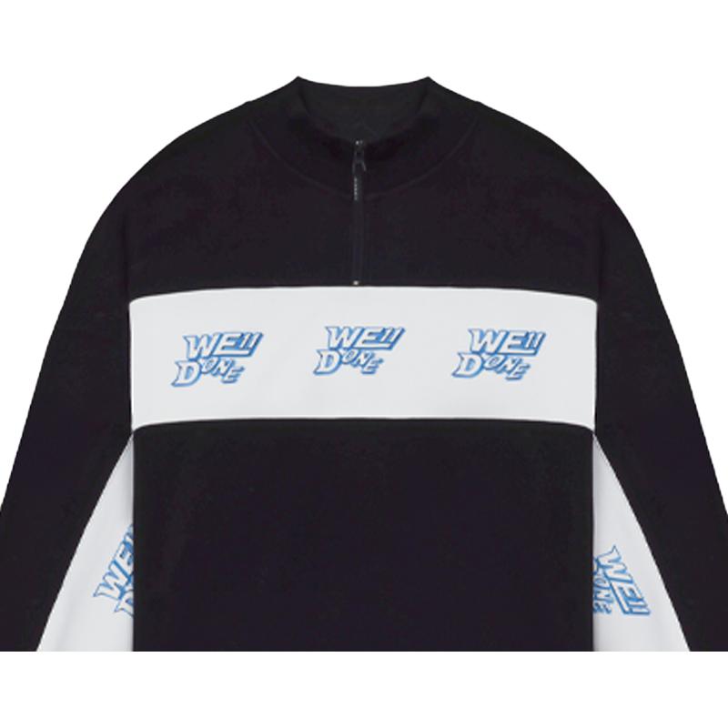 We11done Ss22 Logo Color Block Half Zip Sweatshirt Unisex sweatshirt Black WD-TS1-22-564-U-BK