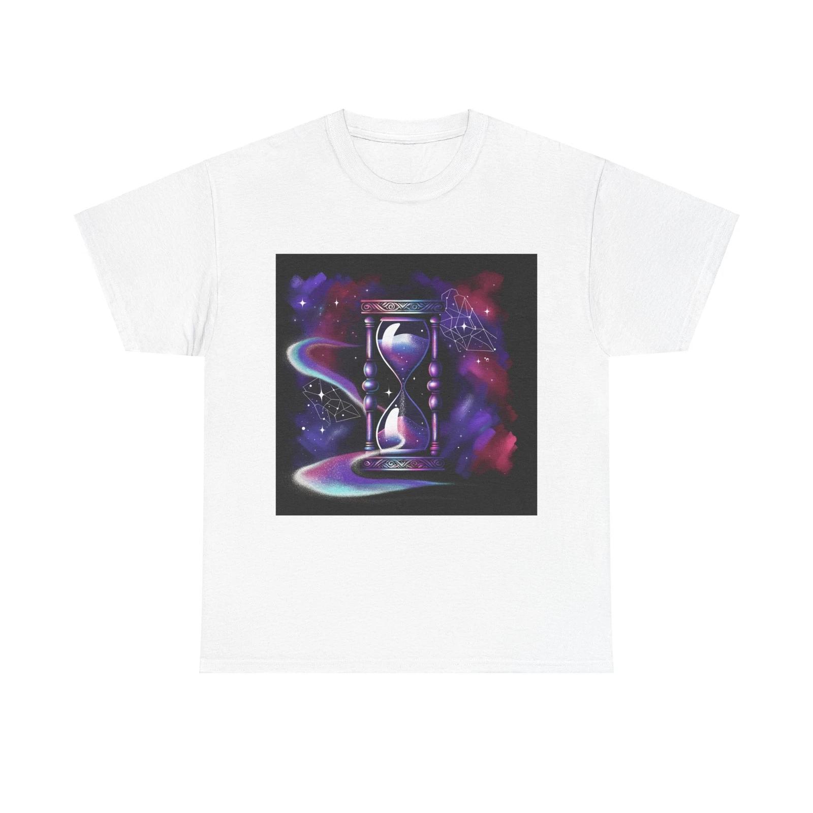 Unisex Adult T Shirt Cosmic Hourglass Art Print Vibrant Colors S