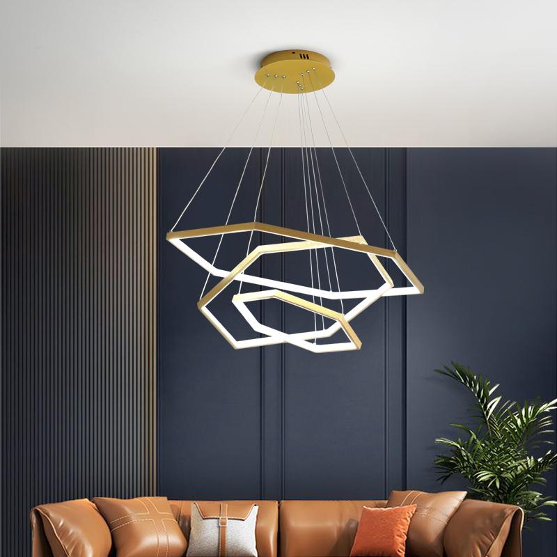 Minimalist Light Luxury Living Room Chandelier Villa Duplex Building Pendant Lamp LED Restaurant Stainless Steel Hanging Fixture
