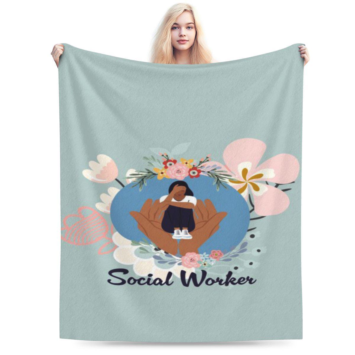 

Supportive Social Worker With Flowers Personalized Comfortable Gift An UltraSoft Micro Fleece Blanket 75x100cm 30x40in