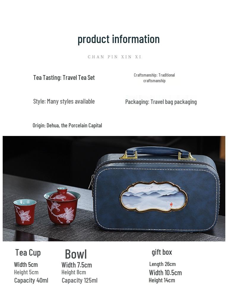 Portable Ceramic Kung Fu Travel Tea Set: One Pot, Three Cups