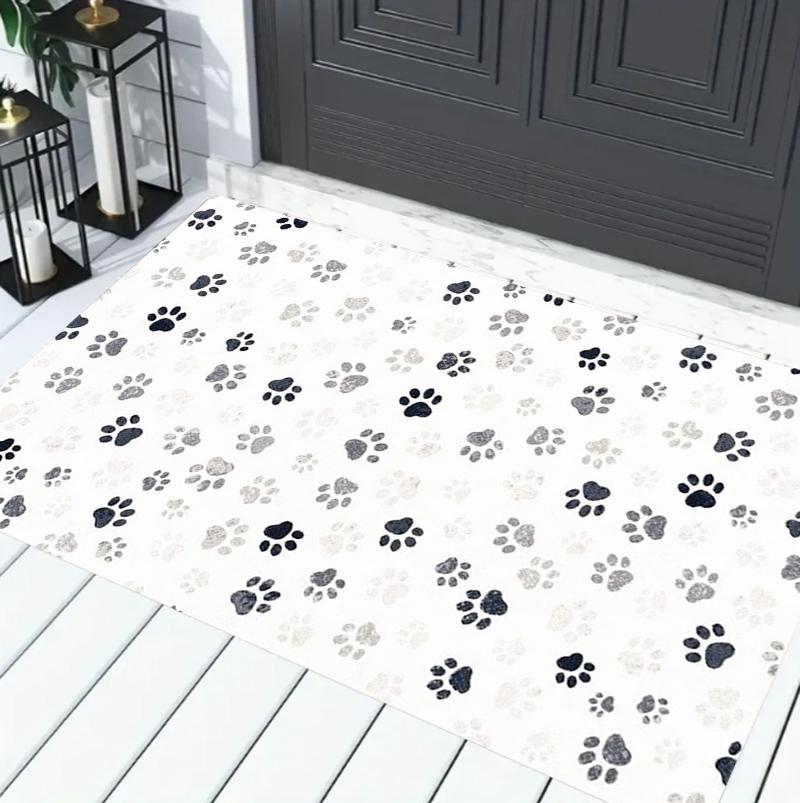Cute Pet Paw Print Doormat Watercolor Style Durable Washable Non Slip Floor Mat for Entryway Pet Lover Home Decor