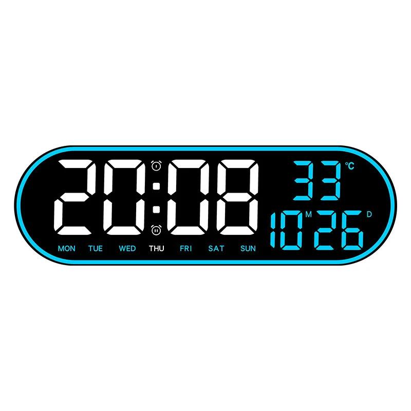 Digital Wall Clock Large Alarm Clocks Remote Control Date Week Temperature Clock Dual Alarms LED Display Clock