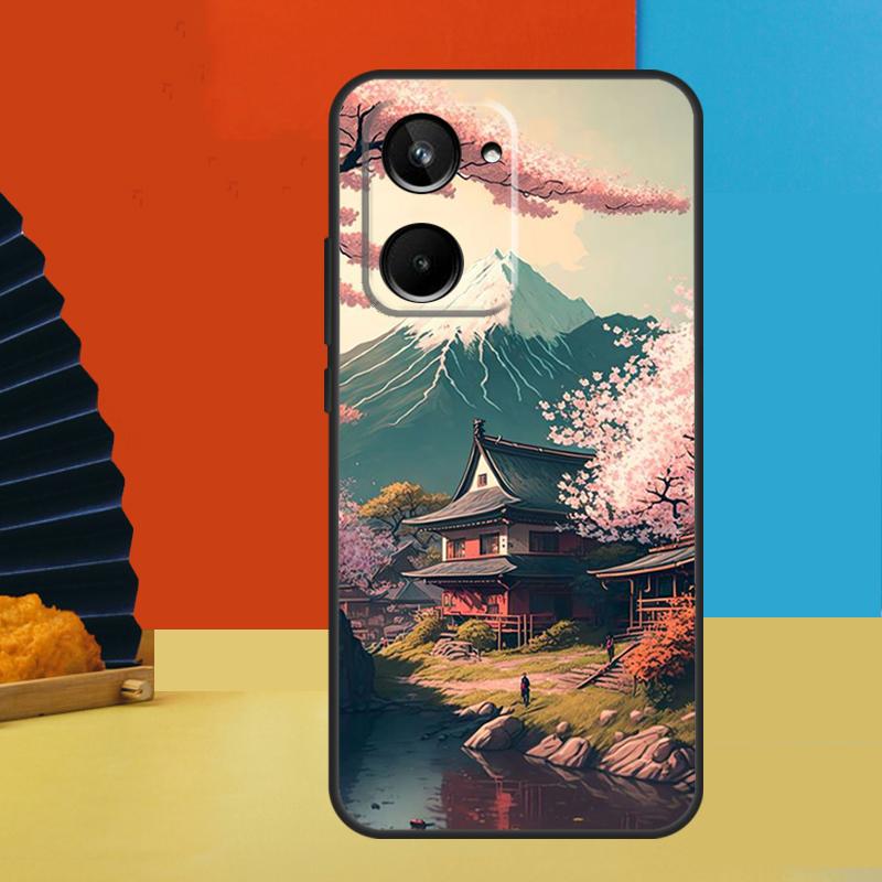 Japanese Art Temple Sakura For Realme 15 Pro 14 12 11 10 13 Pro Plus C65 C67 C63 C61 C55 C51 C53 C35 C75 GT6 GT7 Case
