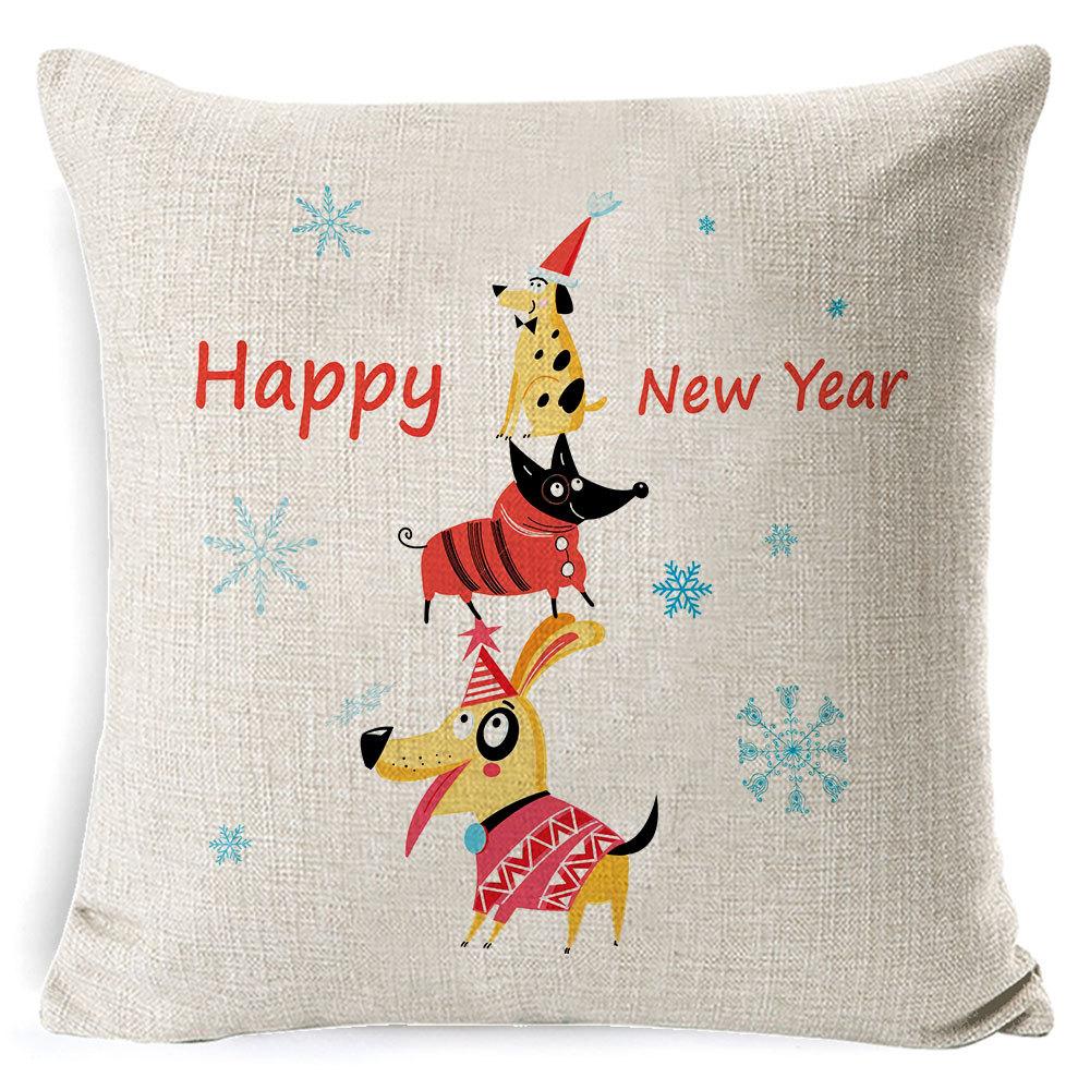 Christmas red and white elk snowflake Christmas tree linen pillow cushion cover home pillow cover European style
