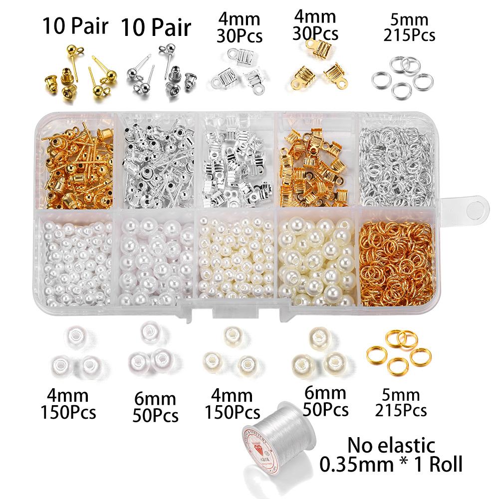 

850-930Pcs Pearl Crystal Beads Jewelry Making Supplies Set For DIY Necklace Stud Earring Jewelry Making Kit Accessories