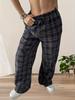 2024 Autumn/Winter Women's High-Waisted Plaid Wide-Leg Pants - Perfect for Back-to-School, Christmas, and Daily Wear