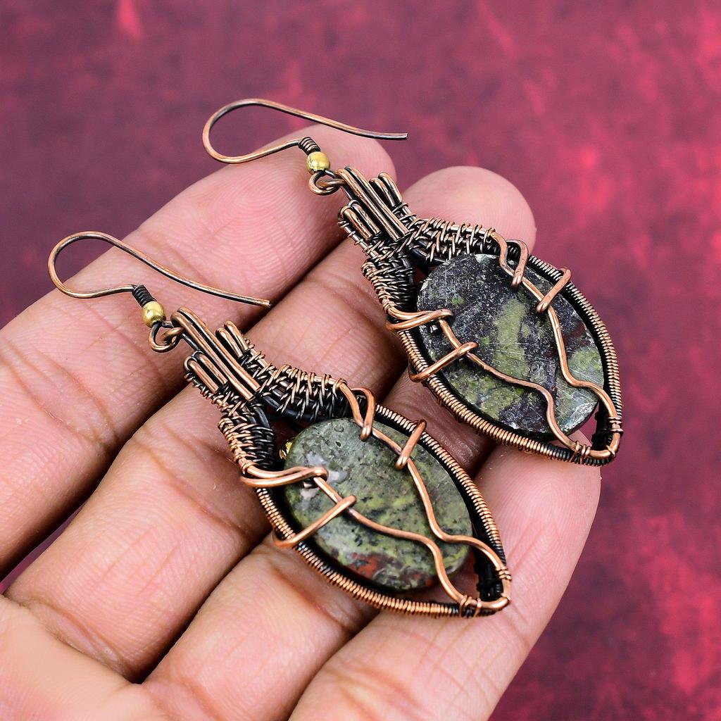 Drachenblutstein Ohrring Kupferdraht umwickelt Edelstein Ohrring Neuestes Design Schmuck Handgefertigte Ohrringe Kupferdraht Schmuck Verlobungsgeschenke