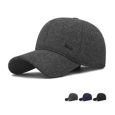 Casquette d'hiver épaisse et coupe-vent pour homme, idéale pour les personnes d'âge moyen. Bonnet de baseball en coton, protection des oreilles, coupe-vent et résistant au froid.