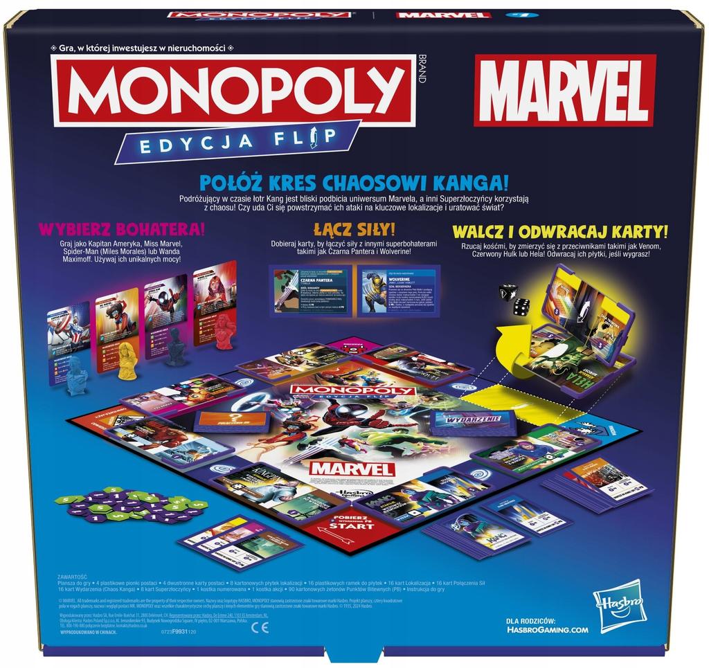 Hasbro gra planszowa monopoly marvel edycja flip f9931 wersja polska edycja