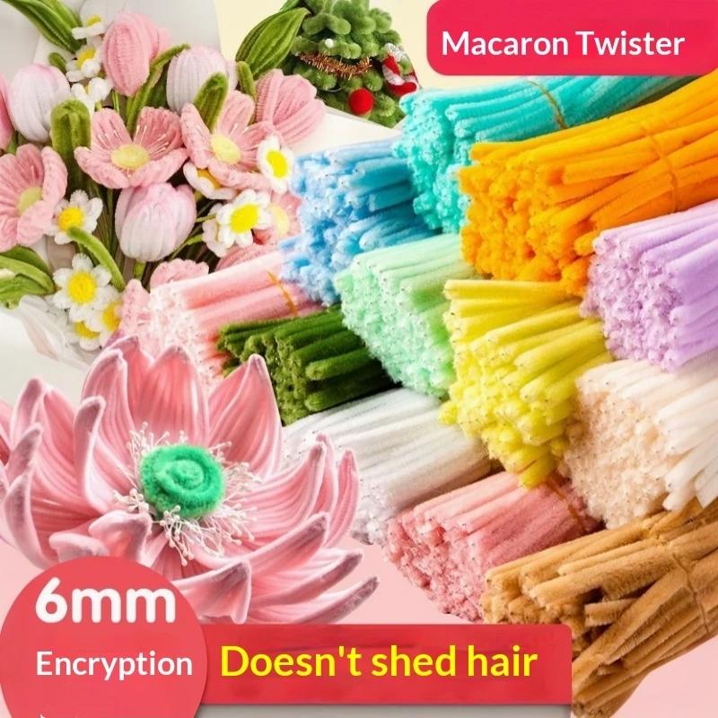 100Pcs Diy Pipecleaners Hair Flowers Handmade Craft Colorful Chenille Stems Pipe Cleaners Plush Tinsel Stem Wired Twist Sticks