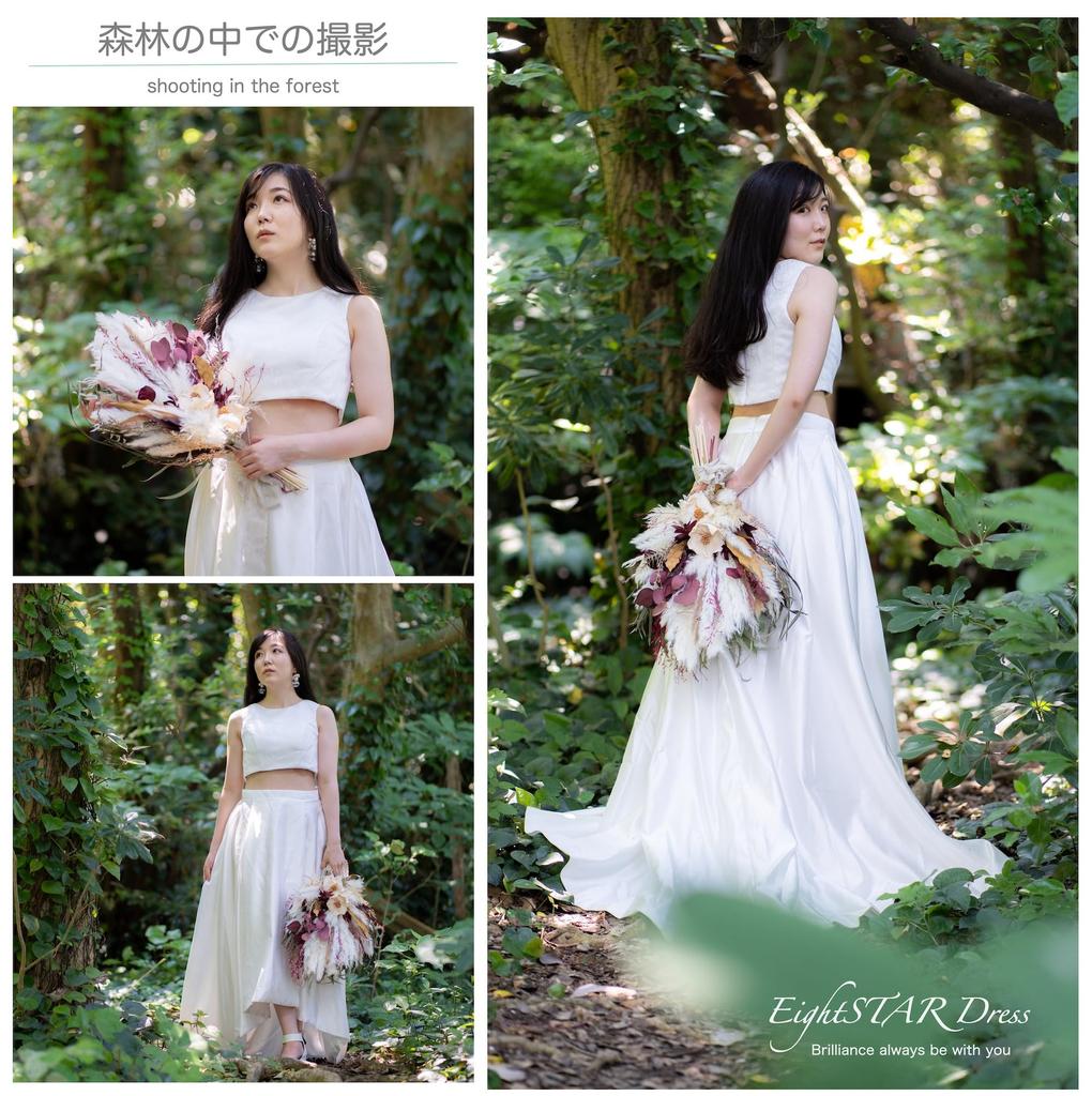 Wedding Top and Bottom Wedding Fishtail Photo Wedding Costume [EightSTAR Dress] Pre-Photoshoot Dress, White, Dress, Separate, Pre-Bride, Bride,