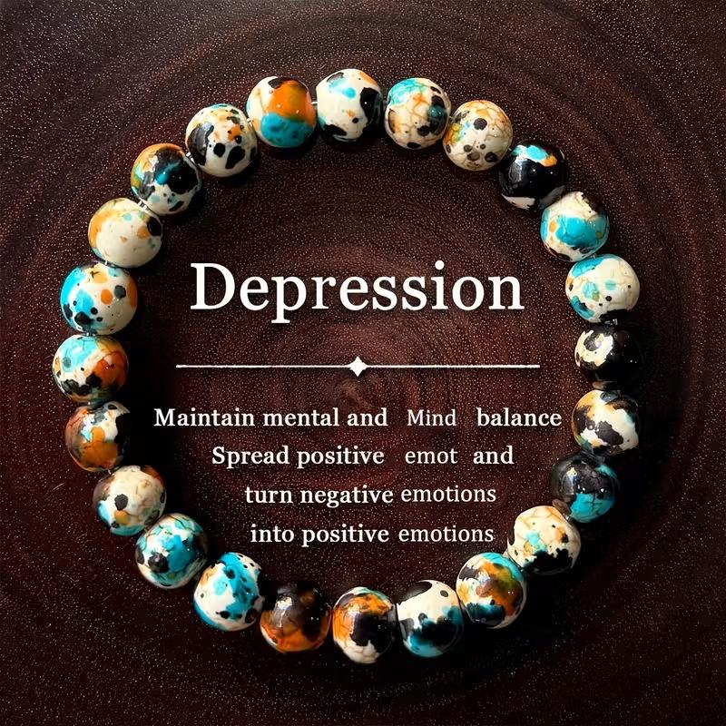 Colorful Turquoise Handmade Elastic Bracelet for Anxiety & Depression Relief