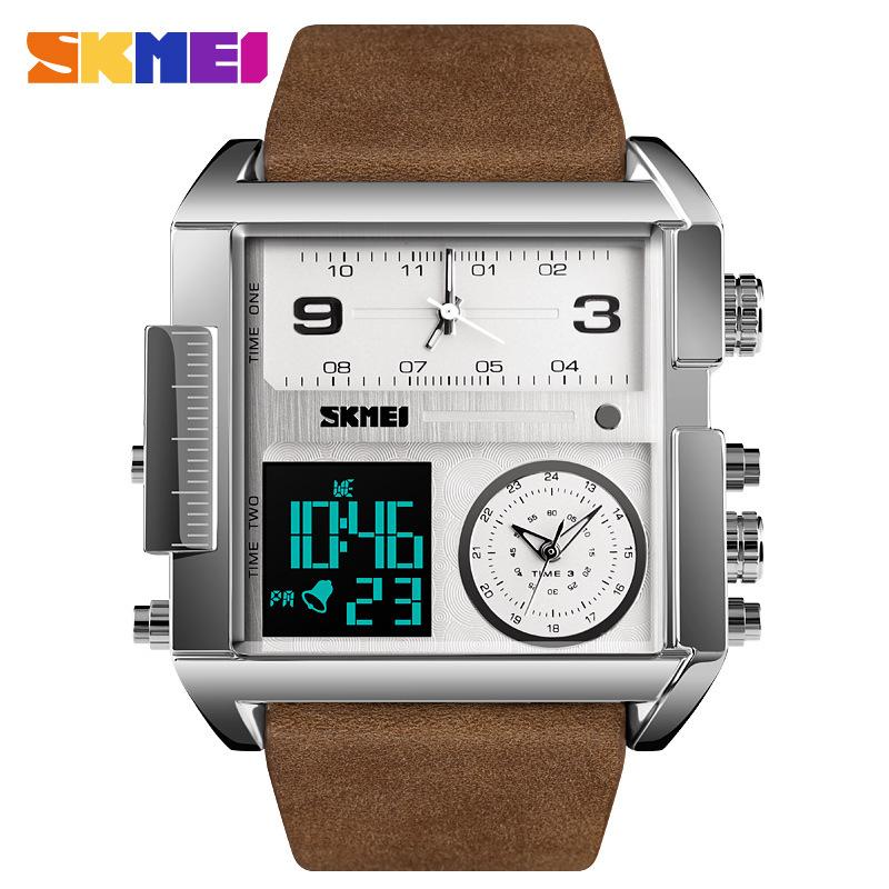 SKMEI F920 New Style China Male Digital Watch Perfect PU Leather Strap 3 Time Zone Waterproof Giant Sports Watch Kit