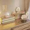 Elegant Solid Wood Vanity Table with Integrated Mirror and Drawers for Bedroom