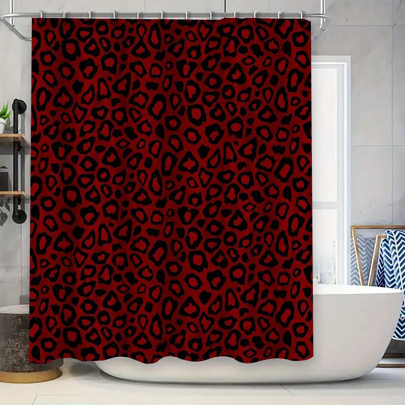 Leopard Print Shower Curtain Wildlife Jungle Animal Pattern Bathroom Decor Waterproof Fabric Washable Liner W60H190(CM)-1 Pcs