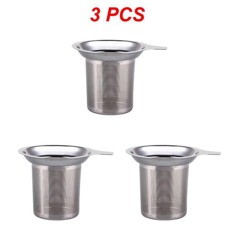 1~5PCS Double Handles Tea Infuser with Lid Stainless Steel Fine Mesh Coffee Filter Teapot Cup Hanging Loose Leaf Tea Strainer