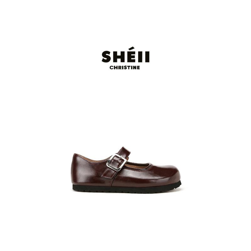 Sheepskin version~ 3.5cm inner height increase single shoes Velcro genuine leather Mary Jane shoes women