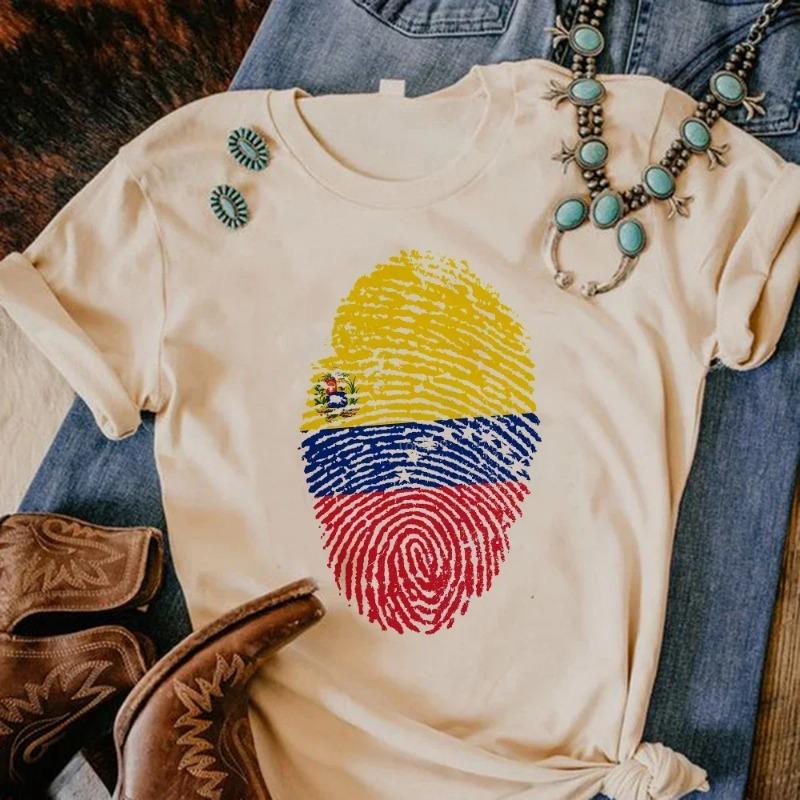 

Women Sumemr Venezuela Cotton T-shirt Summer T-shirts Girl Japanese Clothing Athleisure Comfortable Graphic Tee Tops Blend XS