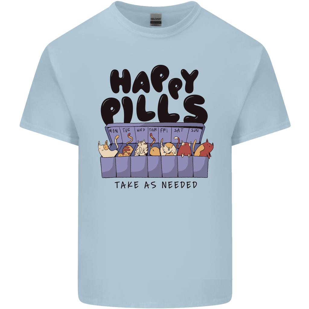Cats Happy Pills Funny Feline Unisexs Light Cotton TShirt
