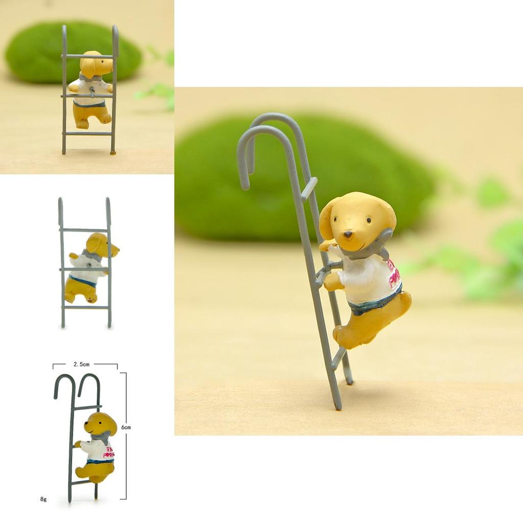 Resin Climbing Stairs Little Dog Staircase Hanging Decor With Cartoon Design For Home Office Decorations