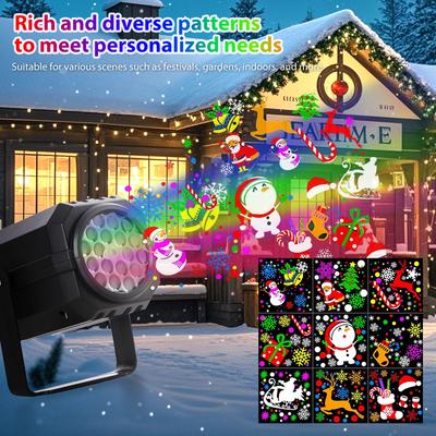 1Pc Christmas Laser Projector Lights 16 Patterns Indoor Outdoor Garden Patio Yard House Wall Holiday Decoration Projector Lights