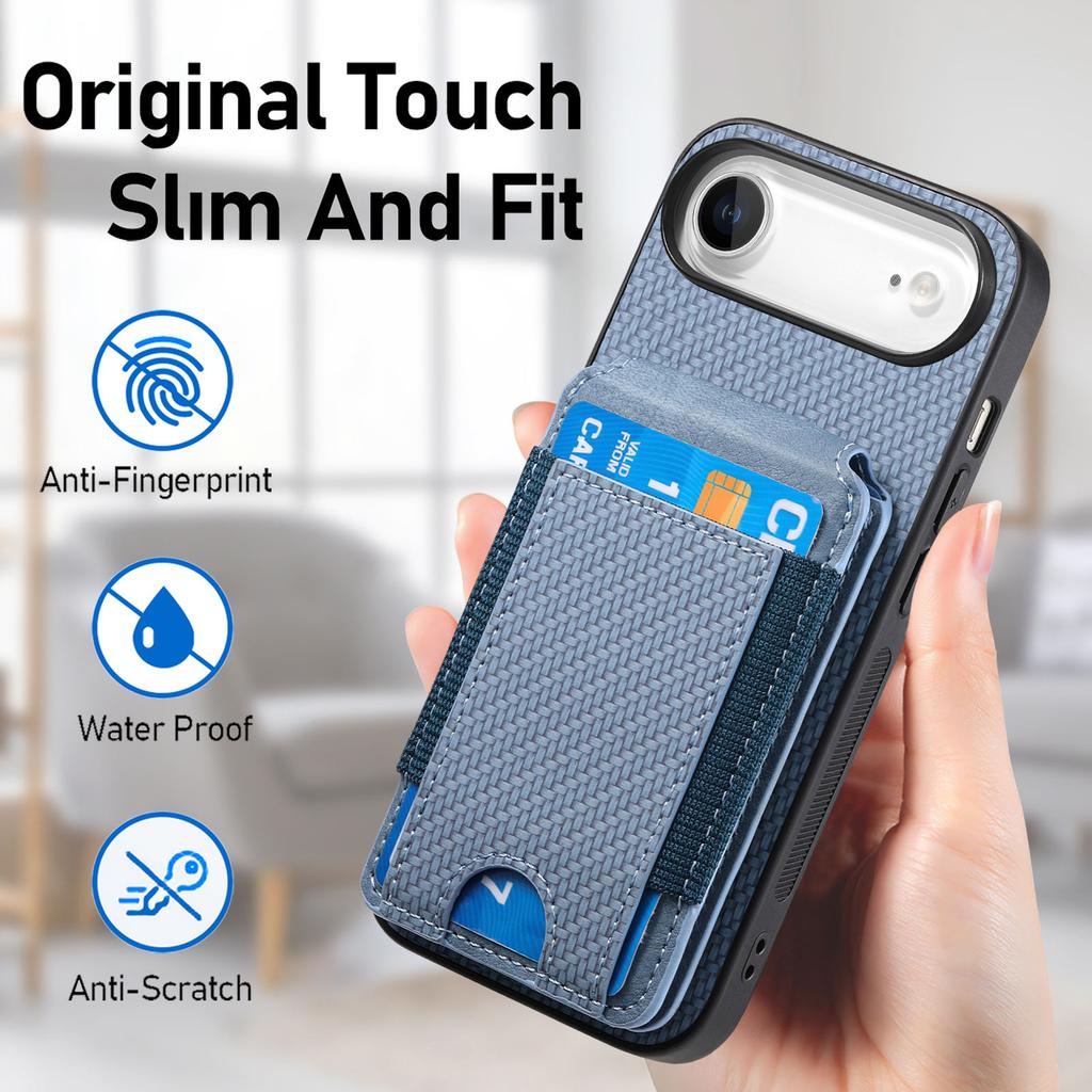 For iPhone Air Case with Card Holder Kickstand Leather Back Cover
