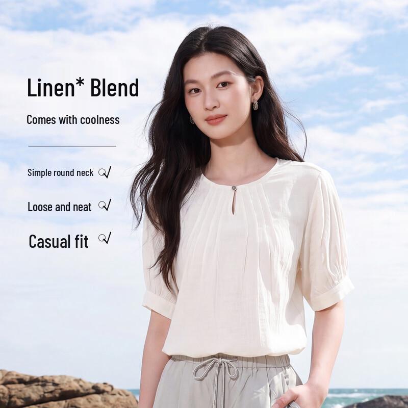 FivePlus Women s Summer Breathable Short-Sleeve Blouse L синий