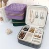 Rhombus Pattern Portable Velvet Jewelry Box Zipper Closure Velvet Jewelry Organizer Travel Jewelry Box Travel Use