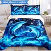 3PCS Dolphins In Starry Sky Bedding Set,Including 1pc Duvet Cover And 2pcs Pillowcases Perfect for Bedroom, Dormitory, Fan Christmas Gift