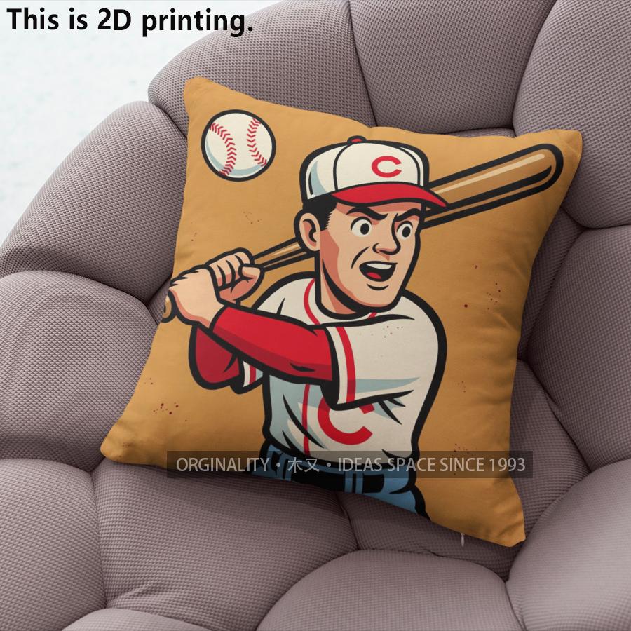 Vintage Baseball Cartoon Print Throw Pillow Covers Pattern Cushion Cover Suitable for Sofa Bedroom Car Pillow Cover